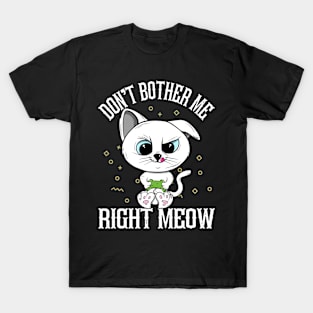 Cat Lover Don't Bother Me Right Meow Video Games Funny Gamer T-Shirt